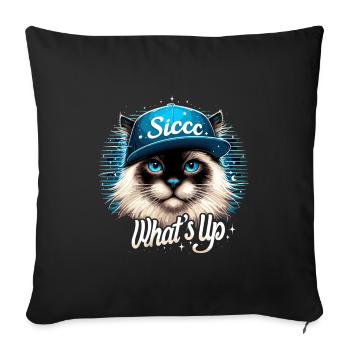 Holy Birman Cat Birman Cat What's Up Geschen - Sofa pillowcase 17,3'' x 17,3'' (45 x 45 cm) - black - Front