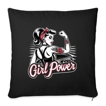 Girl Power Strength Woman Rockabilly Gift - Sofa pillowcase 17,3'' x 17,3'' (45 x 45 cm) - black - Front