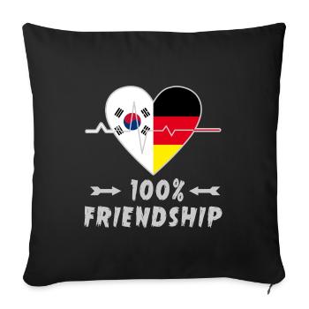 100 % amitié entre la Corée du Sud et l'Allemagne - Housse de coussin décorative 45 x 45 cm - noir - Devant