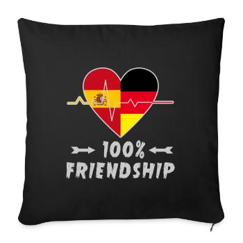 L'Espagne et l'Allemagne : amitié à 100 % - Housse de coussin décorative 45 x 45 cm - noir - Devant