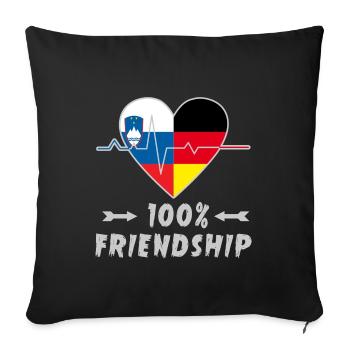 100 % amitié entre la Slovénie et l'Allemagne - Housse de coussin décorative 45 x 45 cm - noir - Devant