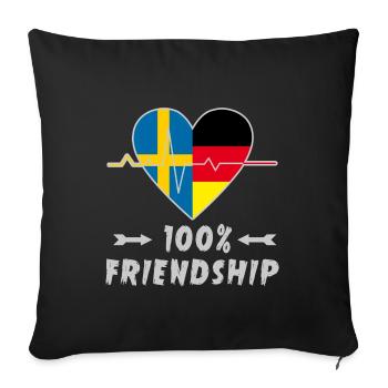 Sweden and Germany 100% friendship - Sofa pillowcase 17,3'' x 17,3'' (45 x 45 cm) - black - Front