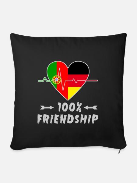 Portugal und Deutschland 100% Freundschaft - Sofakissenbezug 45 x 45 cm - Schwarz