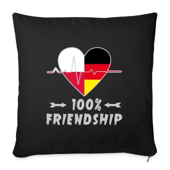 100 % amitié entre la Pologne et l'Allemagne - Housse de coussin décorative 45 x 45 cm - noir - Devant