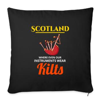 Bagpipe Player Instrument Scottish Scotland Kilts - Sofa pillowcase 17,3'' x 17,3'' (45 x 45 cm) - black - Front