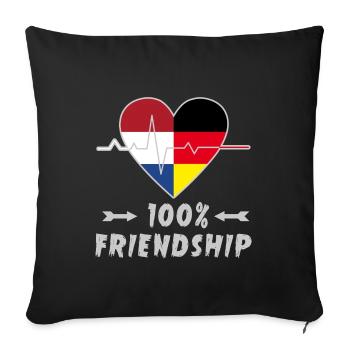 Netherlands and Germany 100% friendship - Sofa pillowcase 17,3'' x 17,3'' (45 x 45 cm) - black - Front