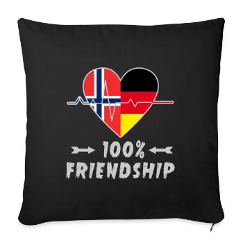 Norwegen und Deutschland 100% Freundschaft - Sofakissenbezug 45 x 45 cm - Schwarz - Vorne