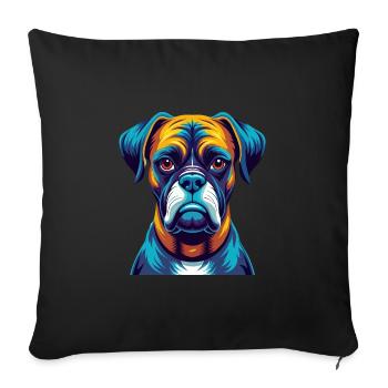 Boxer Hund Bunt Kawaii Cartoon Figur Haustier - Sofakissenbezug 45 x 45 cm - Schwarz - Vorne