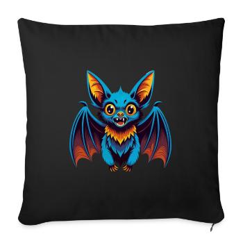 Chauve-souris coloré Kawaii dessin animé Personnage Clipart - Housse de coussin décorative 45 x 45 cm - noir - Devant