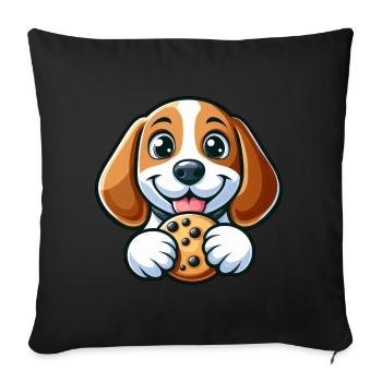 Cute Beagle Dog Sweet Cookies Dessert - Sofa pillowcase 17,3'' x 17,3'' (45 x 45 cm) - black - Front