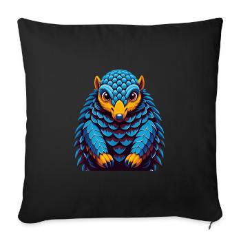 Pangolin coloré Kawaii Dessin animé Personnage Clipart - Housse de coussin décorative 45 x 45 cm - noir - Devant