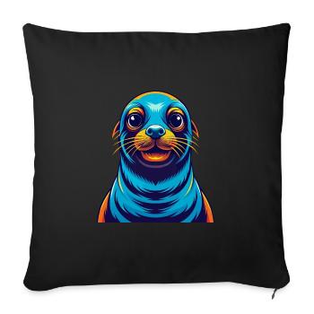 Seal Colorful Kawaii Cartoon Character Clipart - Sofa pillowcase 17,3'' x 17,3'' (45 x 45 cm) - black - Front