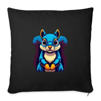 écureuil coloré Kawaii personnage de dessin animé Clipart - Housse de coussin décorative 45 x 45 cm - noir - Devant