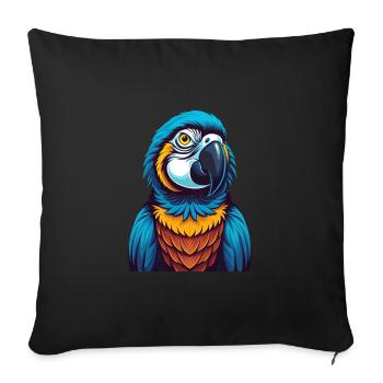 Parrot Colorful Kawaii Cartoon Character Clipart - Sofa pillowcase 17,3'' x 17,3'' (45 x 45 cm) - black - Front