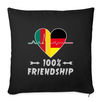 100 % amitié entre le Cameroun et l'Allemagne - Housse de coussin décorative 45 x 45 cm - noir - Devant