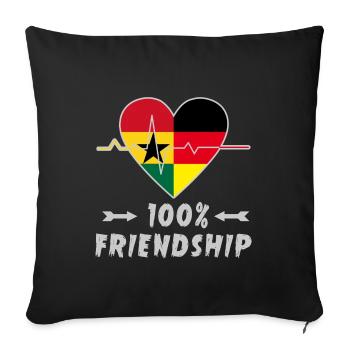 Ghana und Deutschland 100% Freundschaft - Sofakissenbezug 45 x 45 cm - Schwarz - Vorne