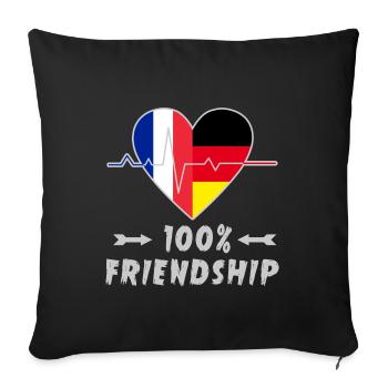 La France et l'Allemagne : une amitié à 100 % - Housse de coussin décorative 45 x 45 cm - noir - Devant