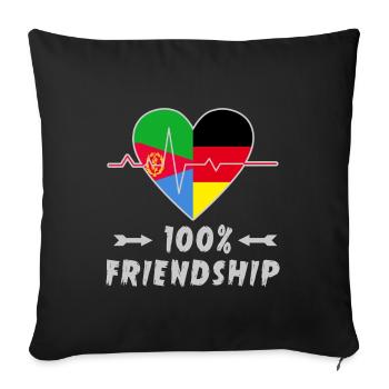Eritrea und Deutschland 100% Freundschaft - Sofakissenbezug 45 x 45 cm - Schwarz - Vorne