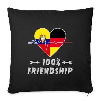 L'Equateur et l'Allemagne sont 100 % amis - Housse de coussin décorative 45 x 45 cm - noir - Devant
