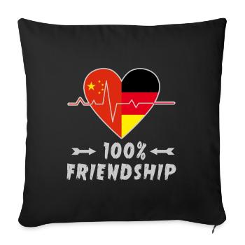 L'amitié entre la Chine et l'Allemagne est à 100% - Housse de coussin décorative 45 x 45 cm - noir - Devant