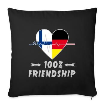 100 % amitié entre la Finlande et l'Allemagne - Housse de coussin décorative 45 x 45 cm - noir - Devant
