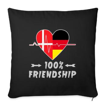 Le Danemark et l'Allemagne : amitié à 100 % - Housse de coussin décorative 45 x 45 cm - noir - Devant