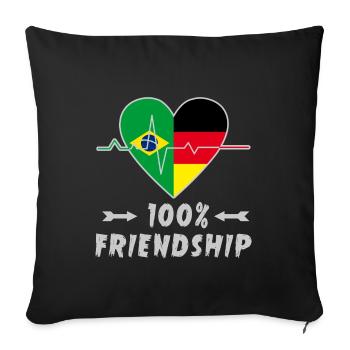 100 % amitié entre le Brésil et l'Allemagne - Housse de coussin décorative 45 x 45 cm - noir - Devant