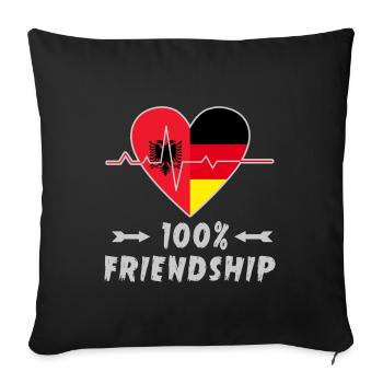 L'Albanie et l'Allemagne : amitié à 100 % - Housse de coussin décorative 45 x 45 cm - noir - Devant