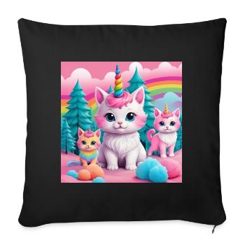 Unicorn Kittens - Sofa pillowcase 17,3'' x 17,3'' (45 x 45 cm) - black - Front