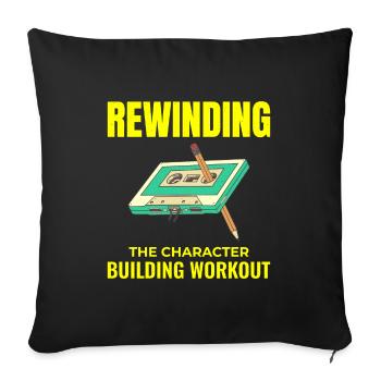 Cassette Bobinage Des Années 80 Nostalgie Rétro Années 1980 - Housse de coussin décorative 45 x 45 cm - noir - Devant