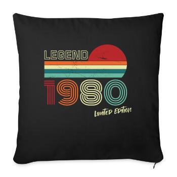 Legend 1980's Birthday Shirt Gift Anniversary - Sofa pillowcase 17,3'' x 17,3'' (45 x 45 cm) - black - Front
