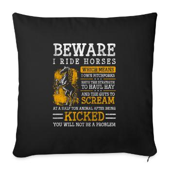 Calèche Calèche Cheval Old School Carriage - Housse de coussin décorative 45 x 45 cm - noir - Devant