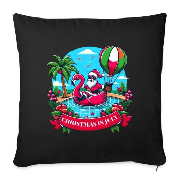Fêtez Noël en juillet avec le Père Noël et le flamant rose ! - Housse de coussin décorative 45 x 45 cm - noir - Devant