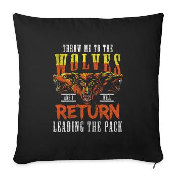 Légendes de la chasse au loup - Housse de coussin décorative 45 x 45 cm - noir - Devant