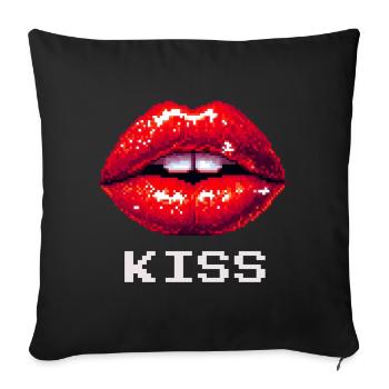 Lèvres rouges, baiser - Housse de coussin décorative 45 x 45 cm - noir - Devant