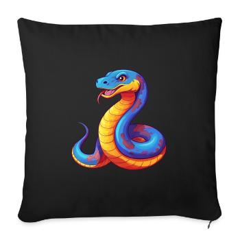 Anaconda Colorful Kawaii Cartoon Character Clipart - Sofa pillowcase 17,3'' x 17,3'' (45 x 45 cm) - black - Front