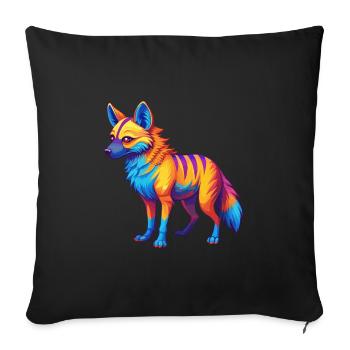 Aardwolf coloré Kawaii Dessin animé Personnage Clipart - Housse de coussin décorative 45 x 45 cm - noir - Devant