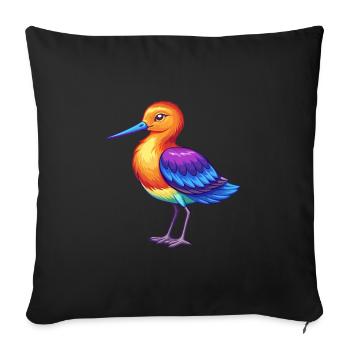 Avocet Colorful Kawaii Cartoon Character Clipart - Sofa pillowcase 17,3'' x 17,3'' (45 x 45 cm) - black - Front