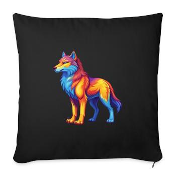 Arctic Wolf Colorful Kawaii Cartoon Character - Sofa pillowcase 17,3'' x 17,3'' (45 x 45 cm) - black - Front