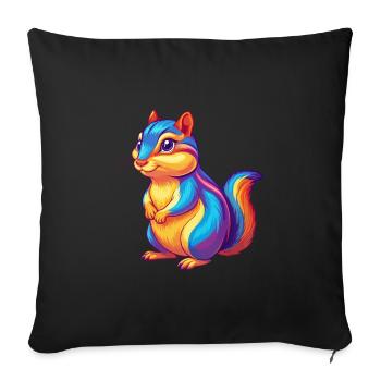 Chipmunk Colorful Kawaii Cartoon Character Clipart - Sofa pillowcase 17,3'' x 17,3'' (45 x 45 cm) - black - Front