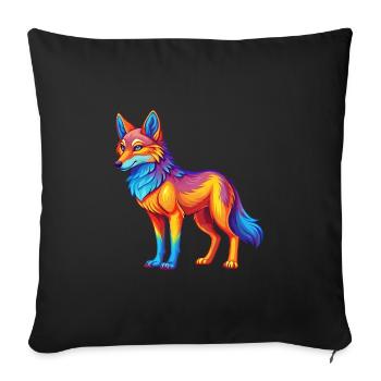 Coyote Colorful Kawaii Cartoon Character Clipart - Sofa pillowcase 17,3'' x 17,3'' (45 x 45 cm) - black - Front