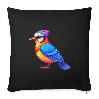 Blue Jay Colorful Kawaii Cartoon Character Clipart - Sofa pillowcase 17,3'' x 17,3'' (45 x 45 cm) - black - Front