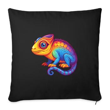 Chameleon Colorful Kawaii Cartoon Character Animal - Sofa pillowcase 17,3'' x 17,3'' (45 x 45 cm) - black - Front