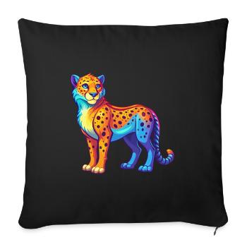 Cheetah Colorful Kawaii Cartoon Character Clipart - Sofa pillowcase 17,3'' x 17,3'' (45 x 45 cm) - black - Front