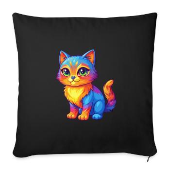 Cat Colorful Kawaii Cartoon Character Clipart - Sofa pillowcase 17,3'' x 17,3'' (45 x 45 cm) - black - Front