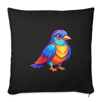 Cuckoo Colorful Kawaii Cartoon Character Clipart - Sofa pillowcase 17,3'' x 17,3'' (45 x 45 cm) - black - Front