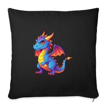 Dragon Colorful Kawaii Cartoon Character Clipart - Sofa pillowcase 17,3'' x 17,3'' (45 x 45 cm) - black - Front