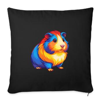 Cochon d’Inde Coloré Kawaii Dessin animé Personnage Animal de compagnie - Housse de coussin décorative 45 x 45 cm - noir - Devant