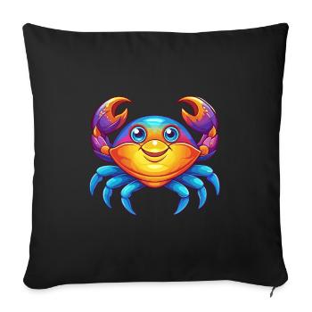Crab Colorful Kawaii Cartoon Character Clipart - Sofa pillowcase 17,3'' x 17,3'' (45 x 45 cm) - black - Front