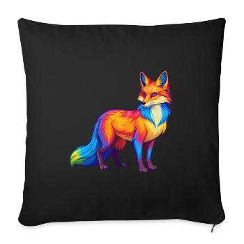 renard coloré kawaii dessin animé personnage clipart - Housse de coussin décorative 45 x 45 cm - noir - Devant
